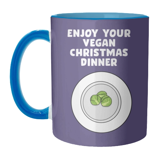 EnjoyYour Vegan Christmas Dinner Mug - Inner & Handle Blue