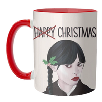 Wednesday Happy Christmas Mug  - Inner & Handle Red