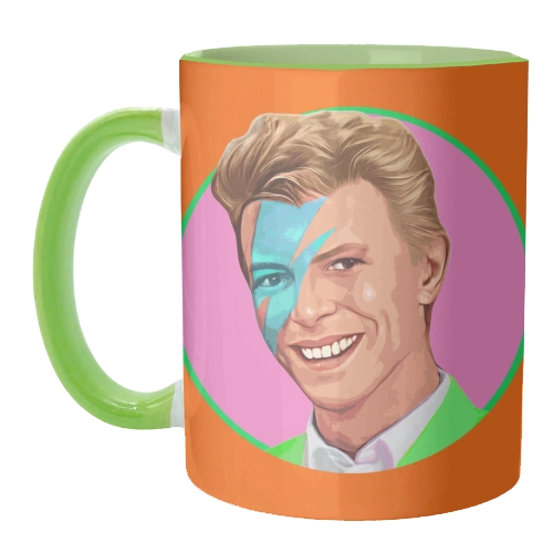 David Bowie Mug - Inner & Handle Green
