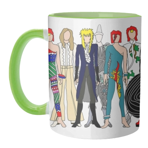David Bowie Outfits Mug - Inner & Handle Green