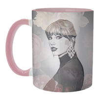 Taylor Swift Floral Mug - Inner & Handle Pink