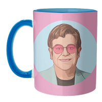 Elton With Glasses Mug - Inner & Handle Blue