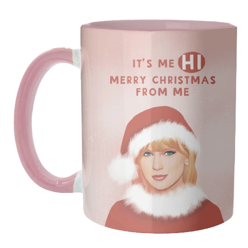 It's Me Hi, Merry Christmas From Me Taylor Swift Mug  - Inner & Handle Pink
