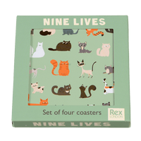 Nine Lives Cats Set of Four Coasters