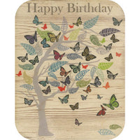 Wooden Cards - Happy B'day tree & butterflies