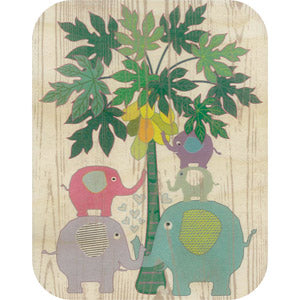 Wooden - Elephants And Papaya Tree