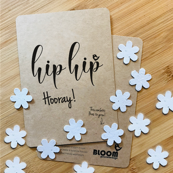 Blooming confetticards (bloeiconfetti en kaart) Hip Hip Hooray!