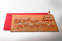 Merry Christmas - Wooden Greeting Card with Pop Up Motif